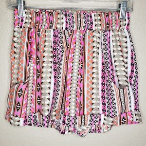 SILK Alice & Trixie Small Colorful Geo Print Easy Shorts w pockets pink orange